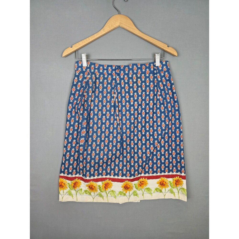 VRG Sport 100% Cotton Sunflower Wrap Skirt 10 Vintage Made in the USA Momcore